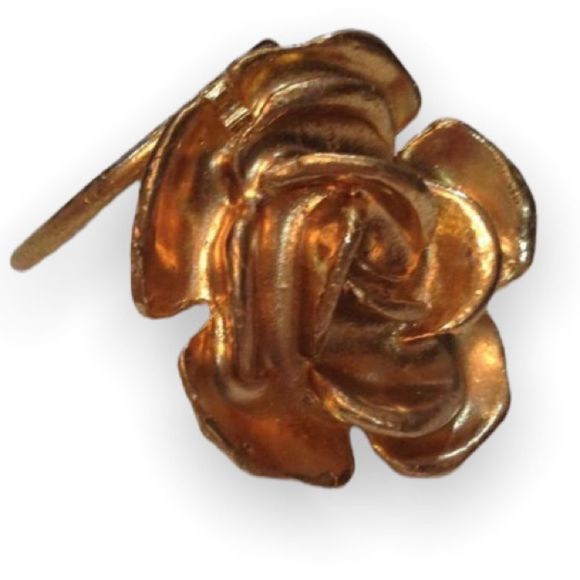 Vintage Brushed Gold Rose Scarf Clip - Picture 1 of 4